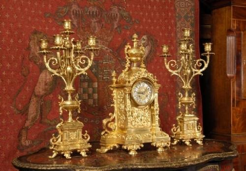 fig 3. ***** SOLD ***** Stunning Louis XVI Clock Set, French Circa 1880